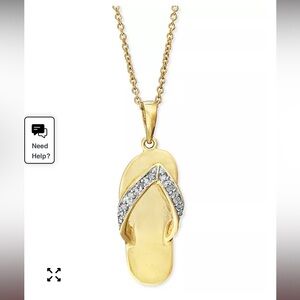 NEW Diamond Flip-Flop Pendant Gold Necklace